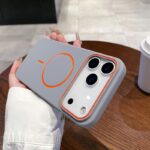 Color Blocking Lens Frame Thin Circle Magnetic Phone Case