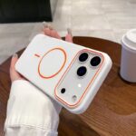 Color Blocking Lens Frame Thin Circle Magnetic Phone Case