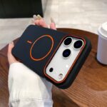 Color Blocking Lens Frame Thin Circle Magnetic Phone Case