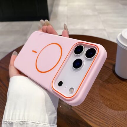 Color Blocking Lens Frame Thin Circle Magnetic Phone Case